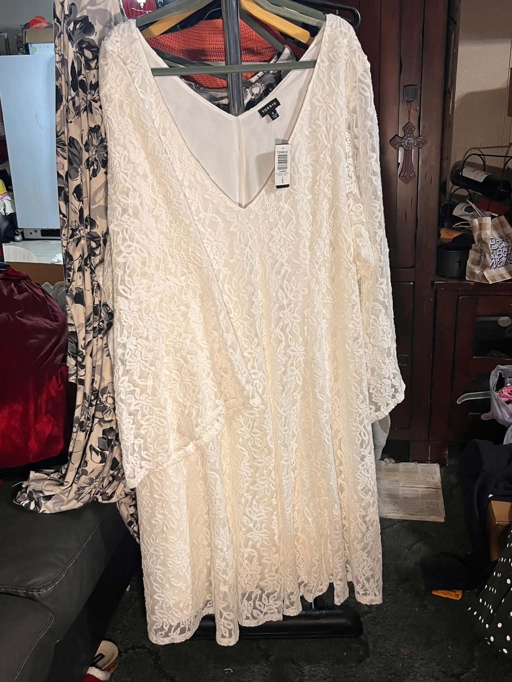 Torrid Ivory Lace V-Neck Midi Dress